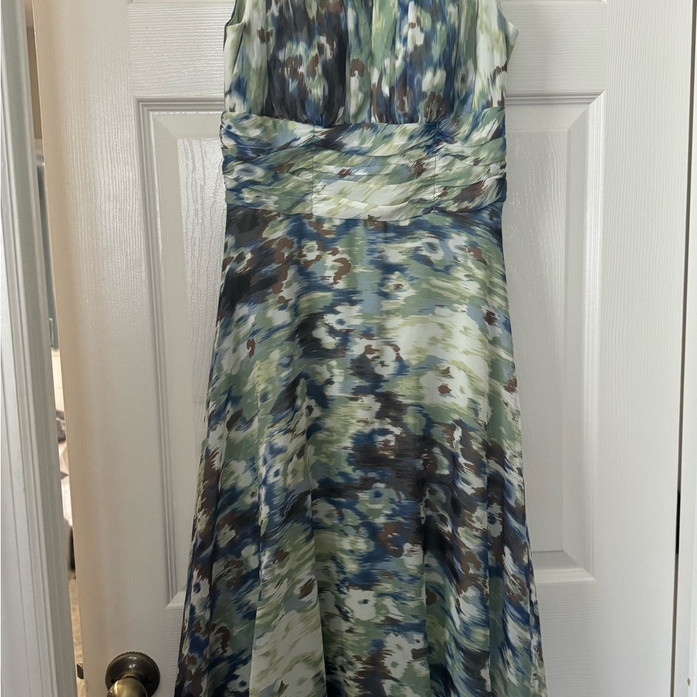dressbarn Green and Blue Patterned Midi Dress